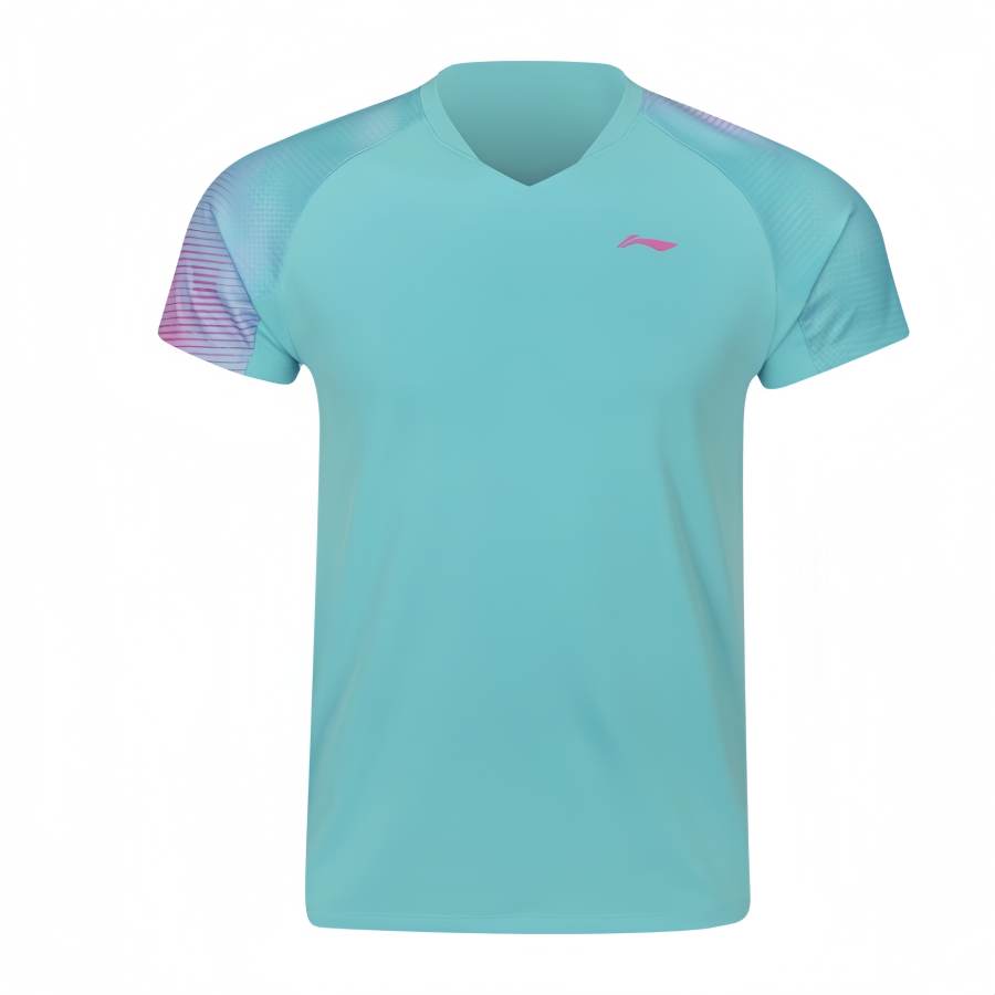Li-Ning Li Ning Table Tennis Collection Table Tennis Clothing Men's Floating Light Blue V Neck Moderate