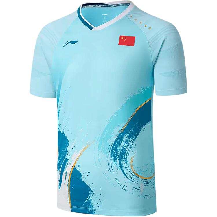 Li-Ning Li Ning Badminton Jerseys Unisex Ice Frost Blue V Neck Moderate
