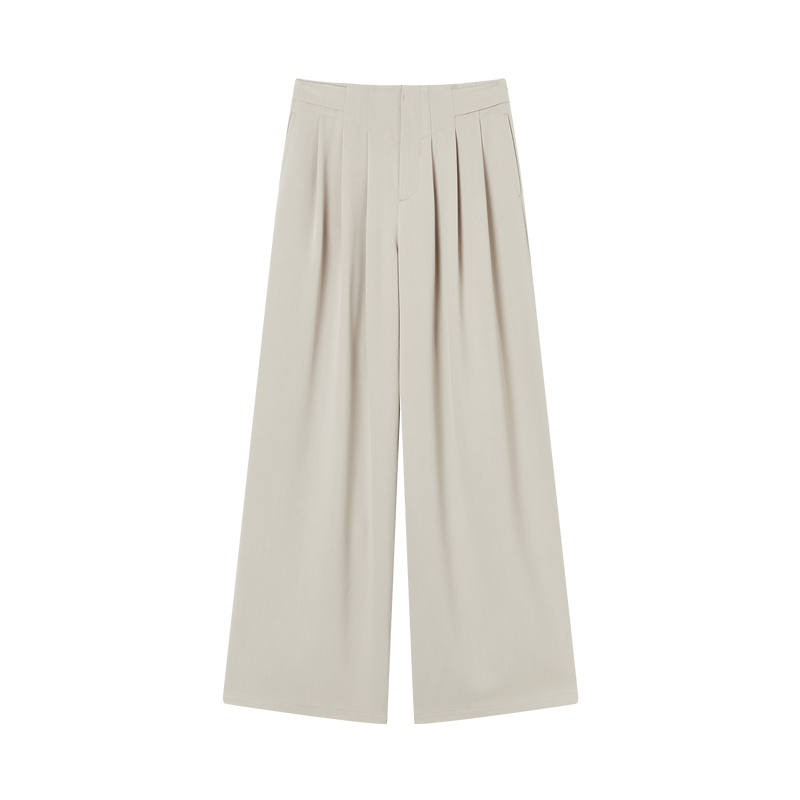 XIANGYING Casual Pants Women's Light Khaki Moderate Wide Leg Pants