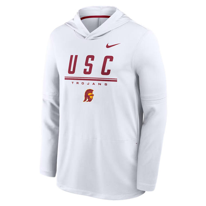 Nike Nike Dri Fit College Sweatshirts Men's White/Dark Red Team Hooded Non Detachable Moderate