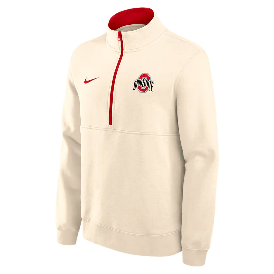 Nike Nike College Sweatshirts Men's Natural Color/University Red Stand Collar Moderate