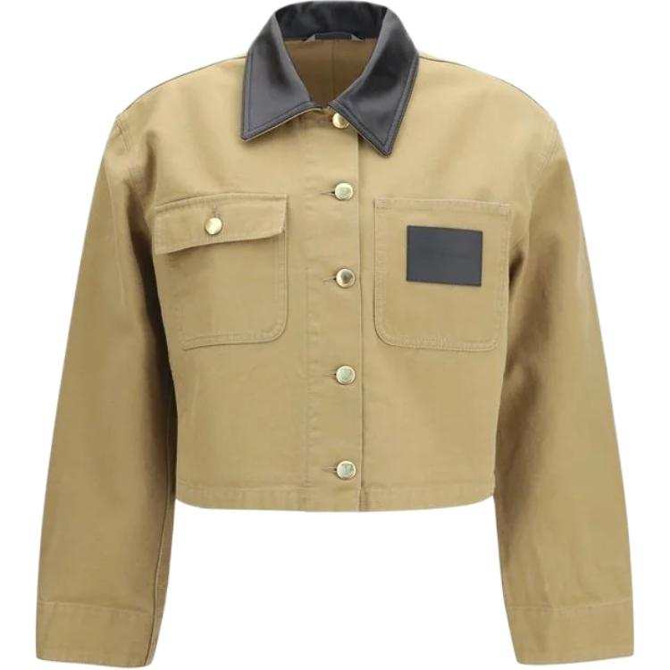 Balenciaga Jackets Women's Beige Lapel Moderate Straight Fit