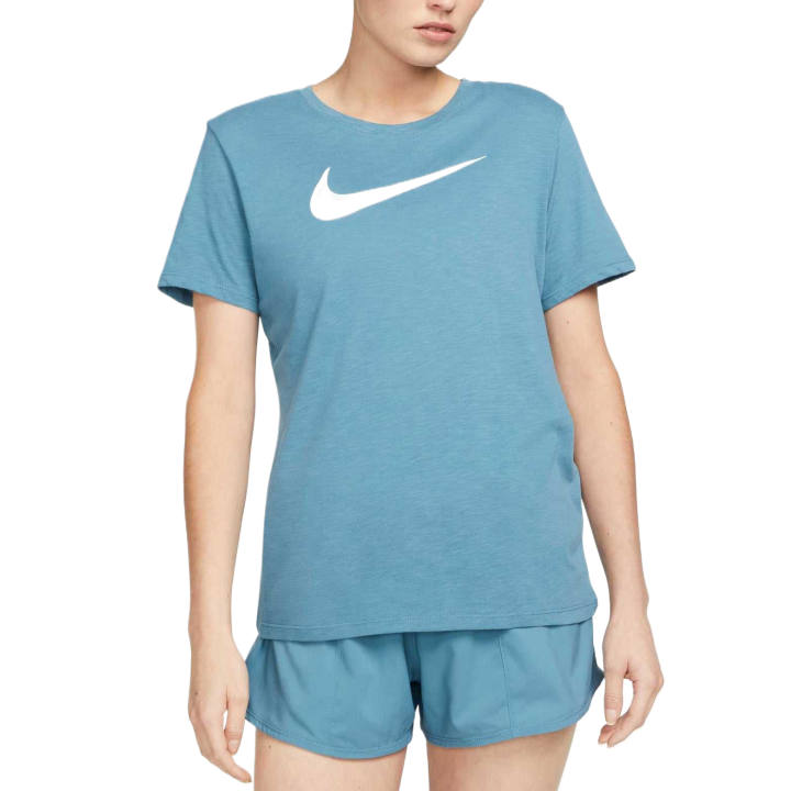 Nike Nike Swoosh T Shirts Women's Noise Dot Blue/White Crew Neck