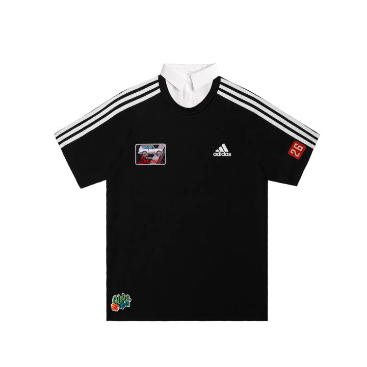 Adidas Adidas Football T Shirts Men's Black Lapel Moderate