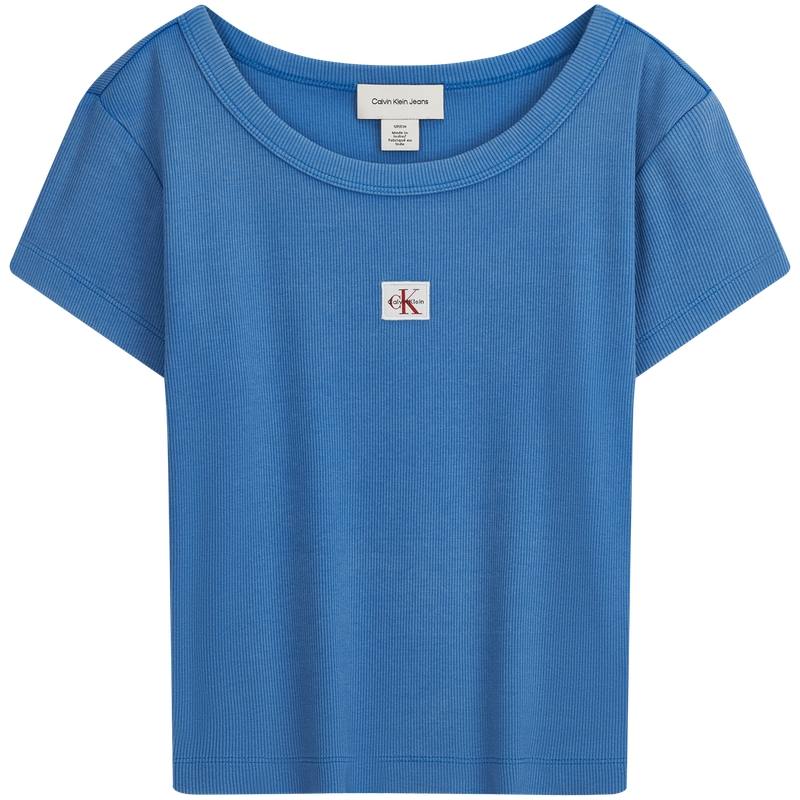 Calvin Klein T Shirts Women's YU2 Royal Blue Crew Neck Moderate