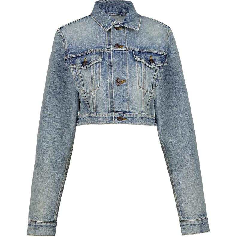 Balenciaga Denim Jackets Women's Light Blue Moderate