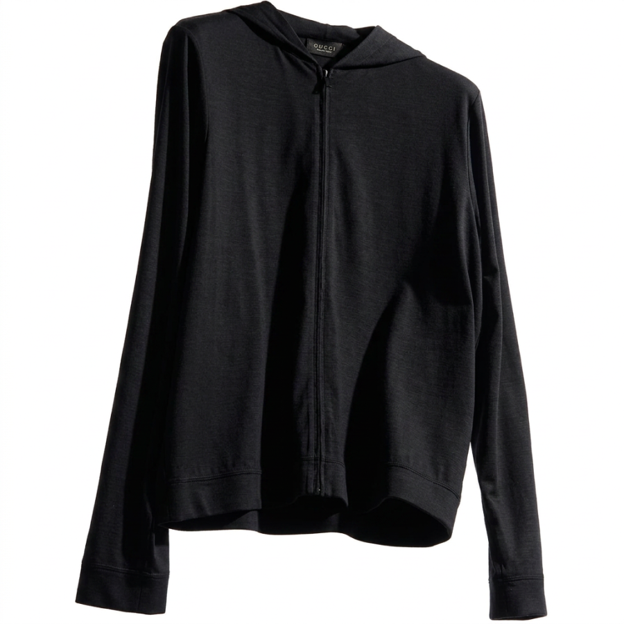GUCCI Jackets Men's Black Hooded Non Detachable Moderate