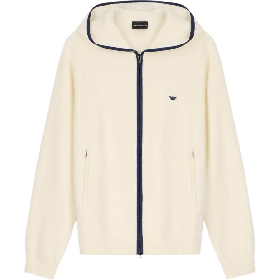 EMPORIO ARMANI Sweaters Men's White Hooded Non Detachable Moderate