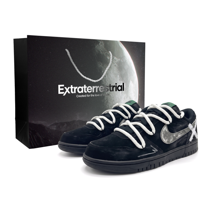 Nike Nike Big Low Lux Skateboard Shoes Unisex Low Top Black Silver White Green Color Block