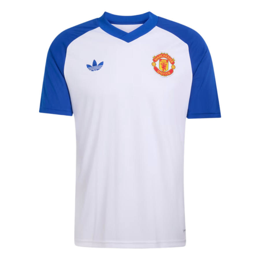 Adidas Originals Manchester United Soccer Jerseys Men's White/Royal Blue V Neck
