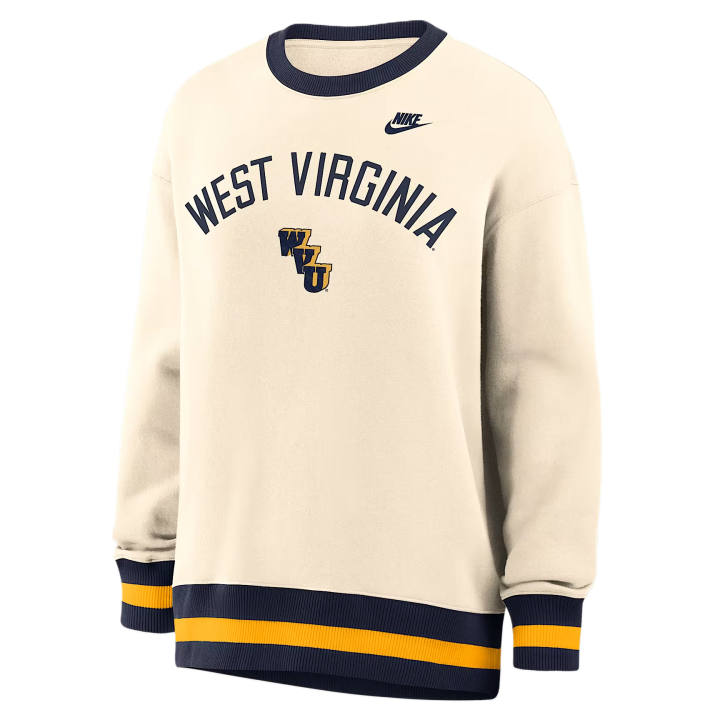 Nike Nike College Sweatshirts Women's Natural/Navy Crew Neck Moderate