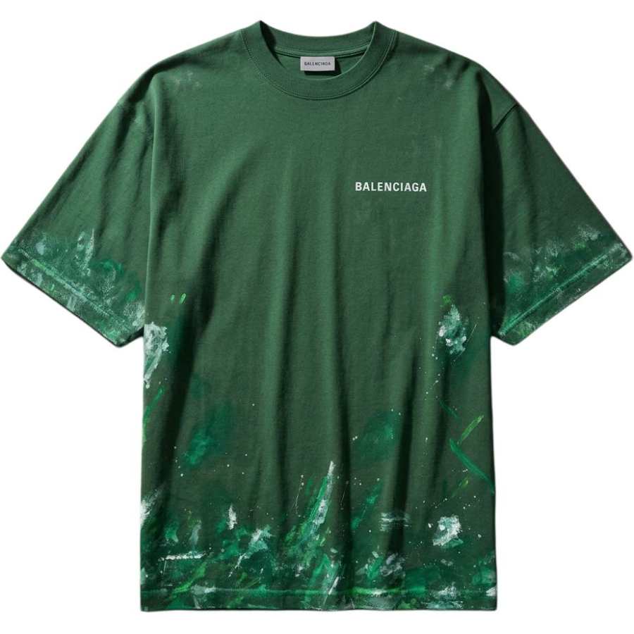 Balenciaga T Shirts Men's Green Crew Neck Moderate Other