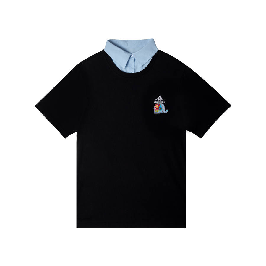 Adidas Adidas MUST HAVES T Shirts Unisex Black Lapel Moderate Straight Fit