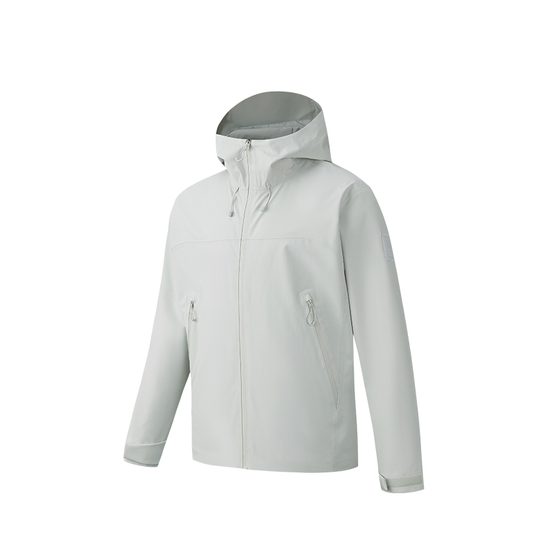 ANTA Windbreaker Jackets Unisex Ice Blue Gray Hooded Detachable Moderate Straight Fit
