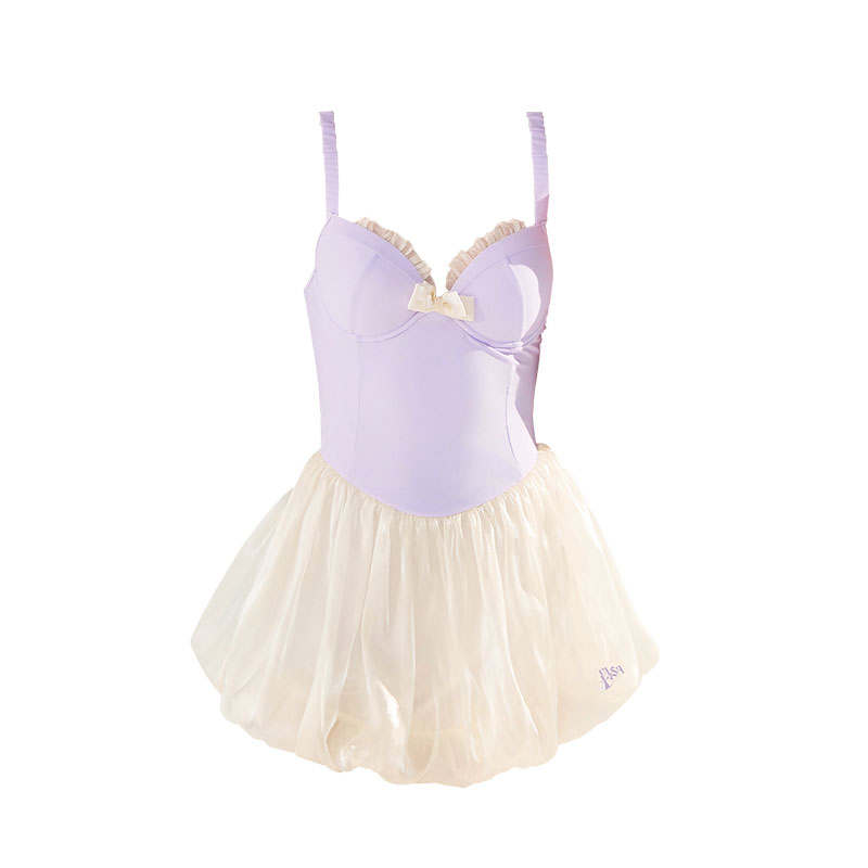 Disney One Piece Swimsuits Women's Light Lavender Camisole Moderate Short Skirt One Piece Swimsuit