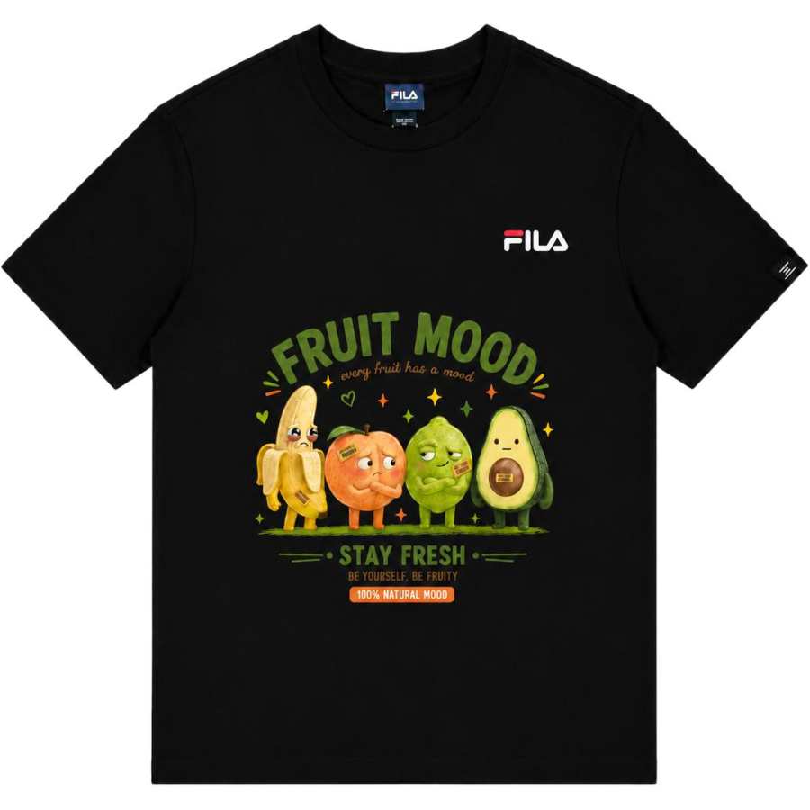 FILA T Shirts Unisex Black Crew Neck Moderate
