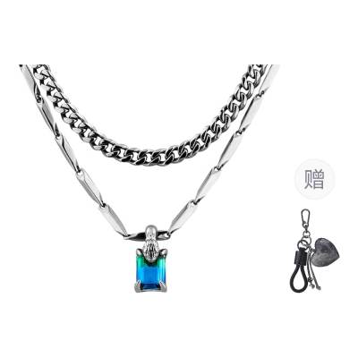 BLACKHEAD 316 Stainless Steel, Synthetic Tourmaline Stone Necklaces Unisex