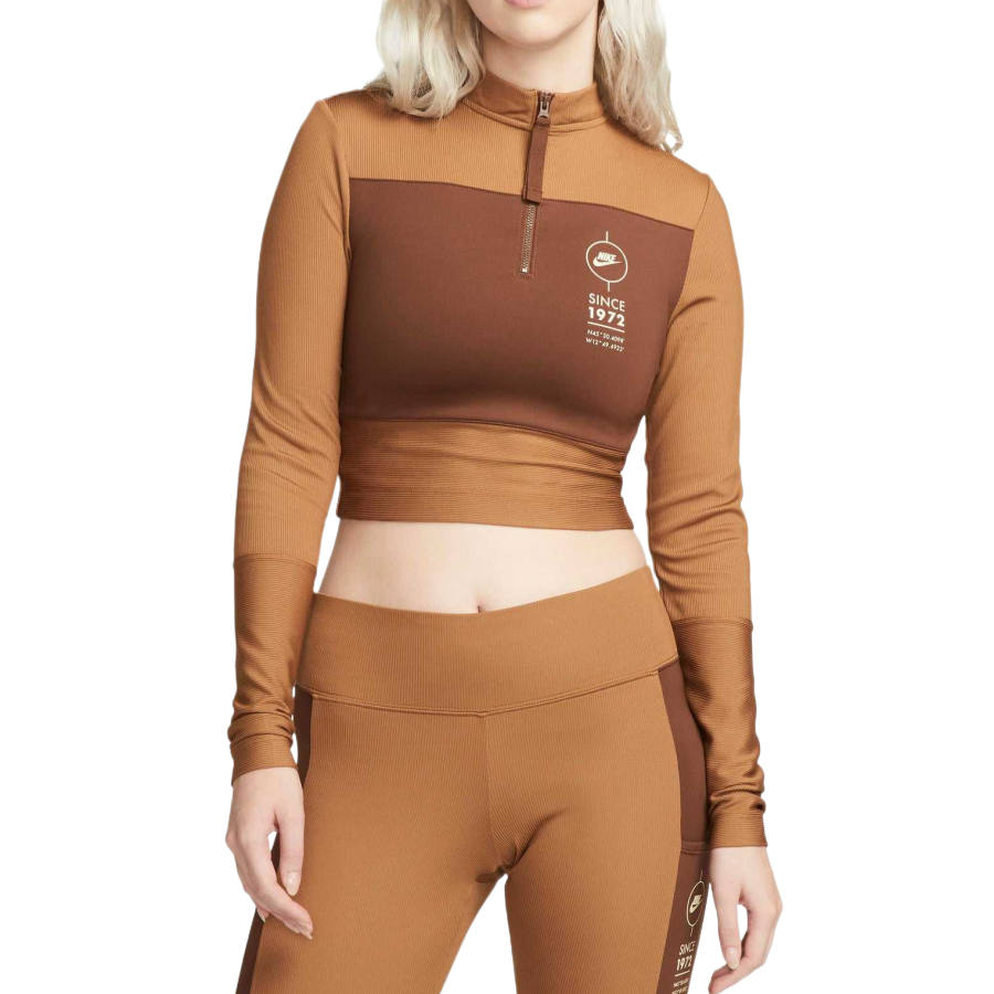 Nike Nike Sportswear T Shirts Women's El Brown/Cocoa Stand Collar