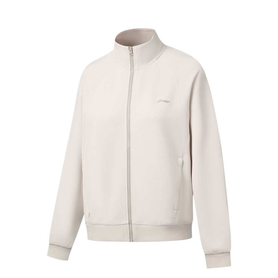 Li-Ning Li Ning Fitness Series Sweatshirts Women's Sponge Gray Stand Collar Moderate Straight Fit