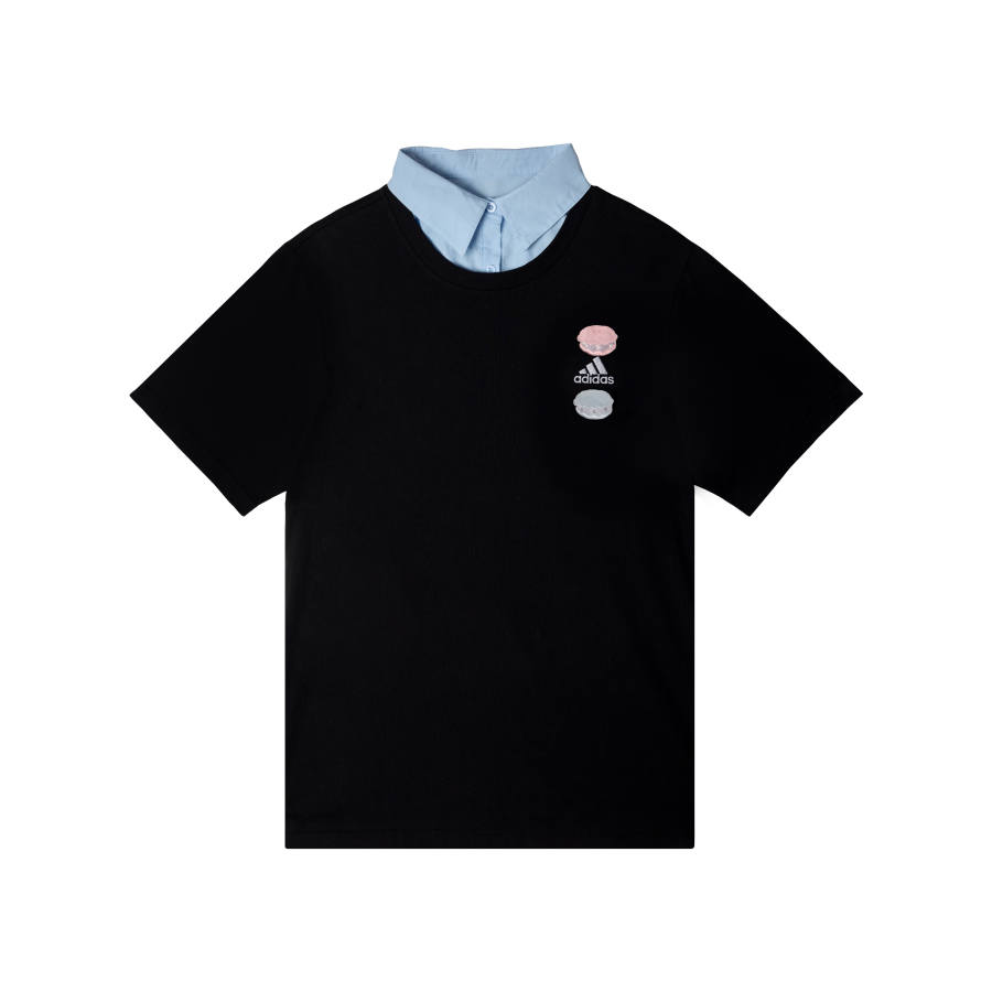 Adidas Adidas MUST HAVES T Shirts Unisex Black Lapel Moderate Straight Fit