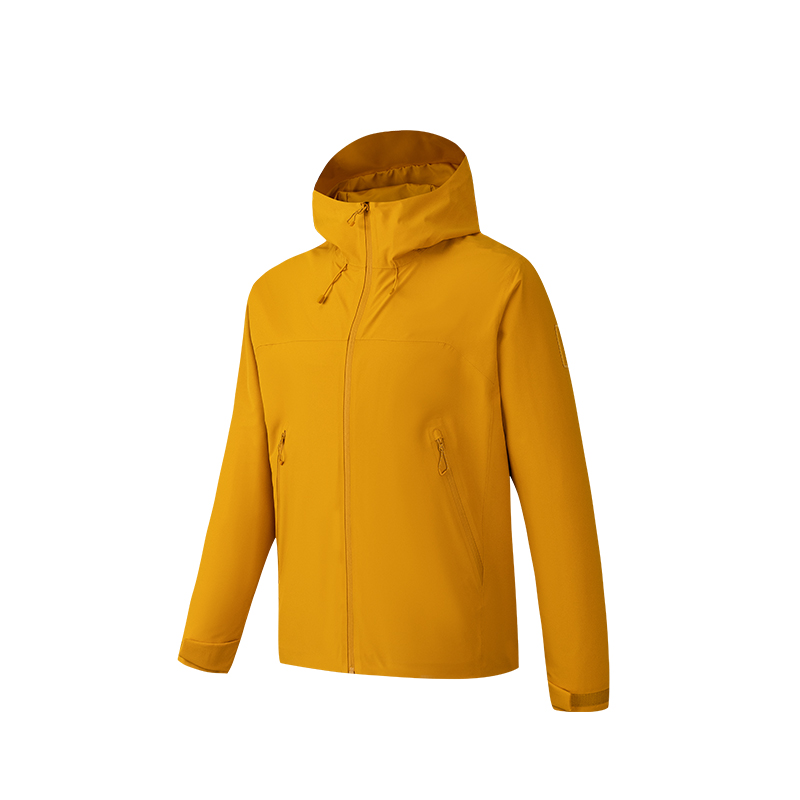 ANTA Windbreaker Jackets Unisex Pine Leaf Gold Hooded Detachable Moderate Straight Fit