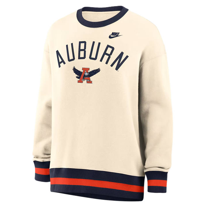 Nike Nike College Sweatshirts Women's Natural/Navy Crew Neck Moderate