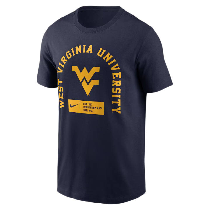 Nike Nike College T Shirts Men's Marine Blue Crew Neck Moderate