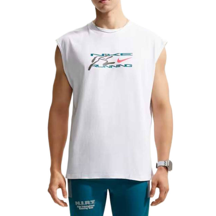 Nike Nike Running Tank Tops Men's White Crew Neck