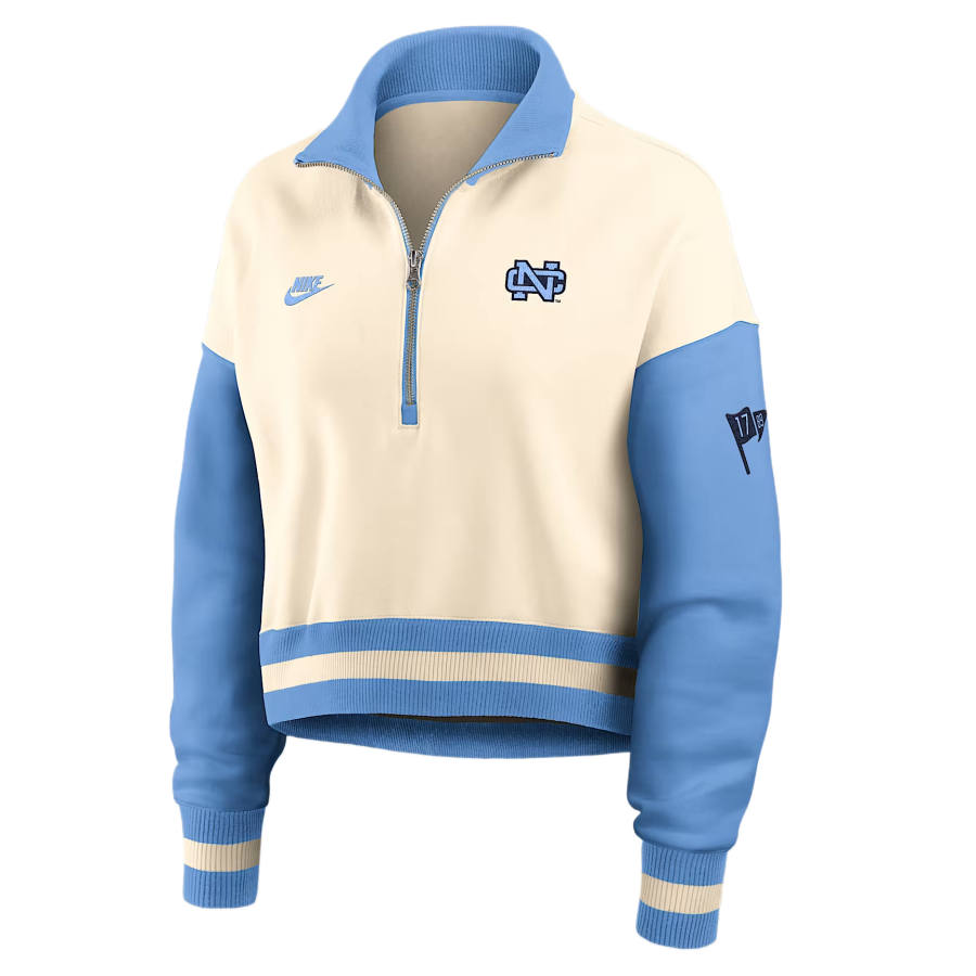 Nike Nike College Sweatshirts Women's Natural/Blue Stand Collar Moderate