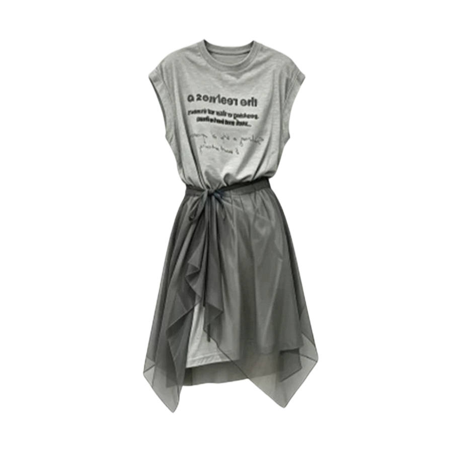TUSHIFEI Two Piece Skirt Sets Women's Crew Neck Moderate Short Skirt