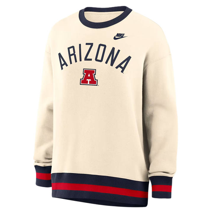 Nike Nike College Sweatshirts Women's Natural/Navy Crew Neck Moderate