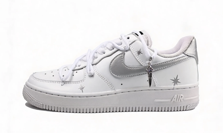 Nike Nike Air Force 1 Skateboard Shoes Men's Low Top White Silver Color Block
