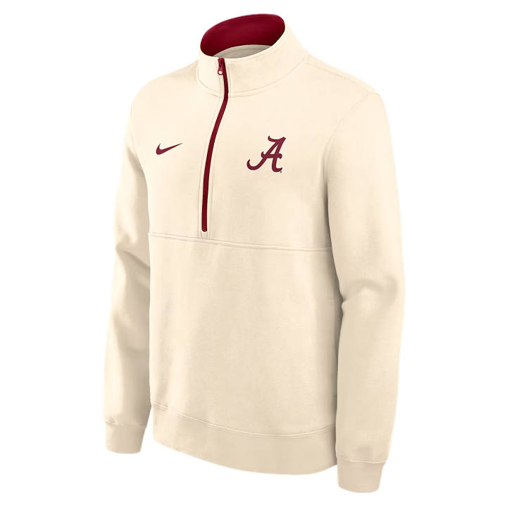 Nike Nike College Sweatshirts Men's Natural/Team Dark Red Stand Collar Moderate