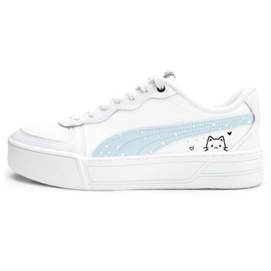 PUMA Skye Skateboard Shoes Women's Low Top White, Blue
