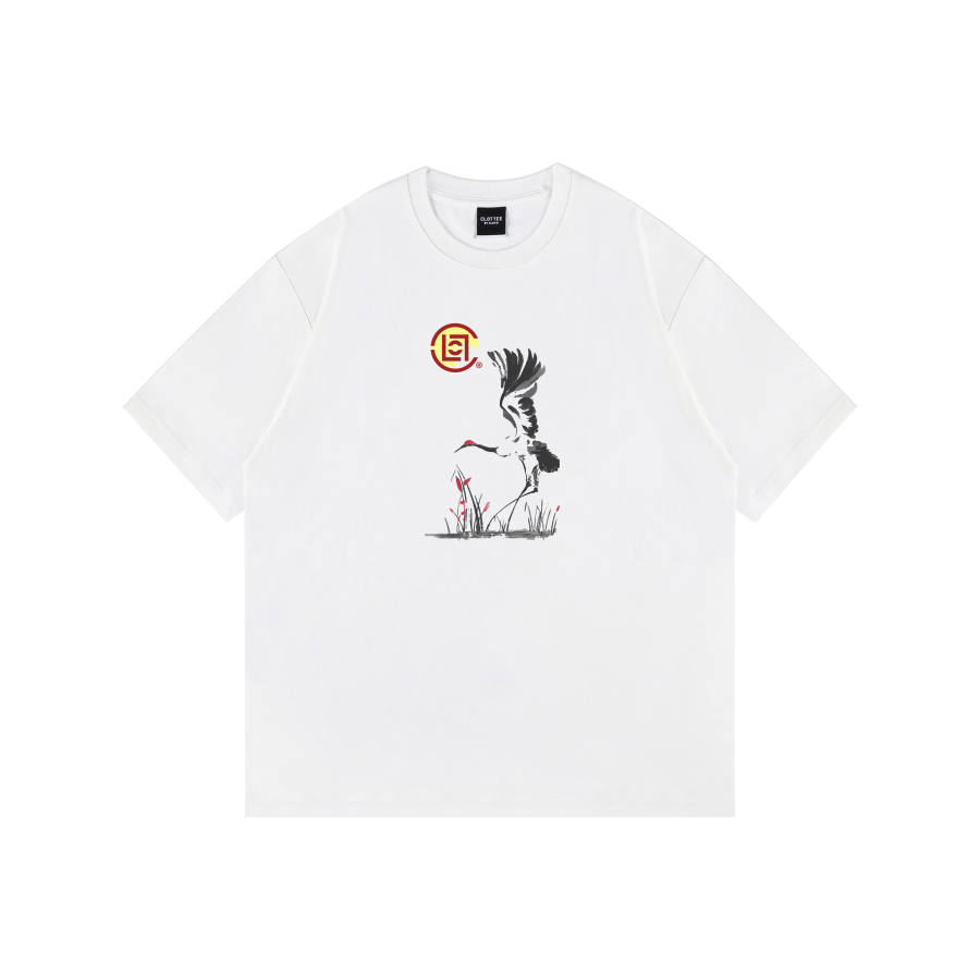 CLOT T Shirts Men's Ecru Crew Neck Moderate Straight Fit