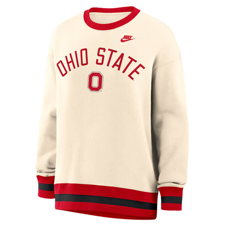 Nike Nike College Sweatshirts Women's Natural/Red Crew Neck Moderate