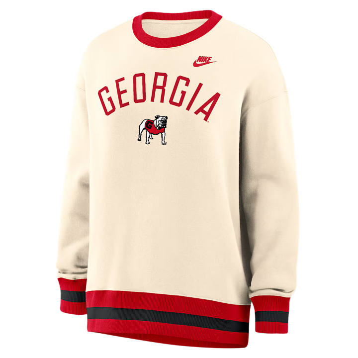 Nike Nike College Sweatshirts Women's Natural/Red Crew Neck Moderate