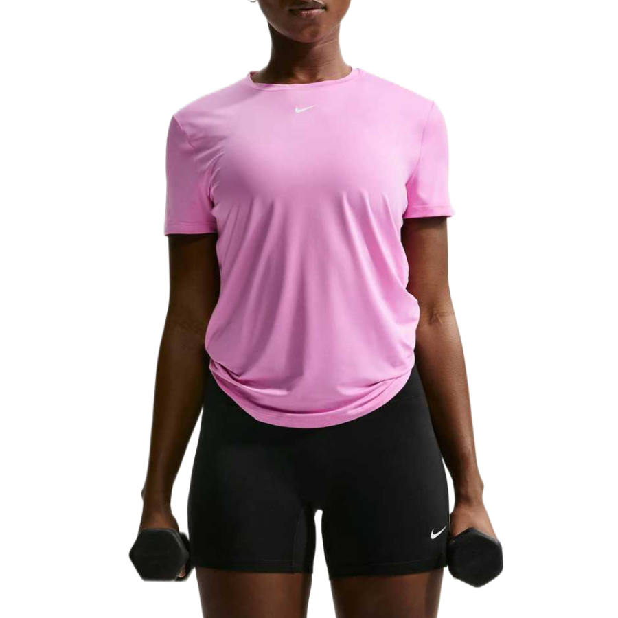Nike Nike Dri Fit One Fitness Clothing Women's Light Magenta Crew Neck Moderate