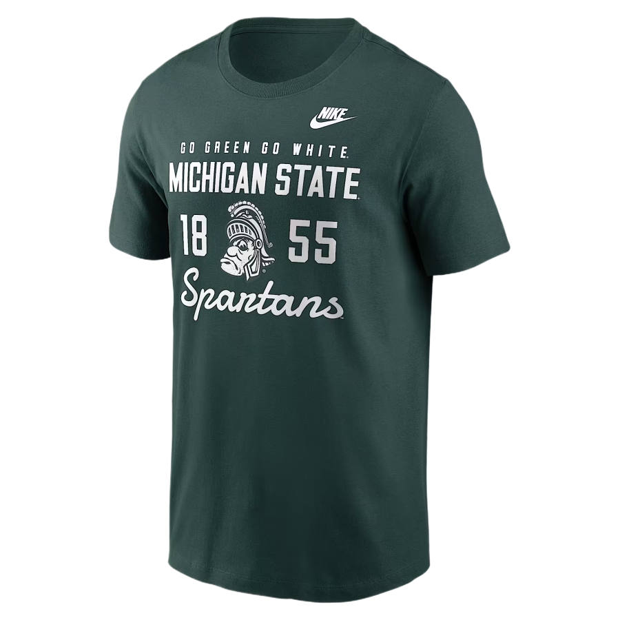 Nike Nike College T Shirts Men's Green Crew Neck Moderate
