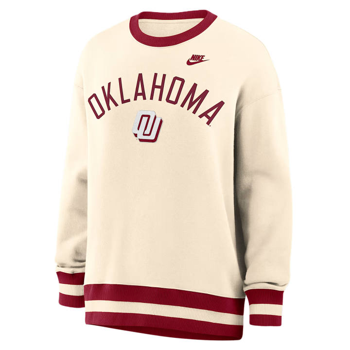 Nike Nike College Sweatshirts Women's Natural/Dark Red Crew Neck Moderate