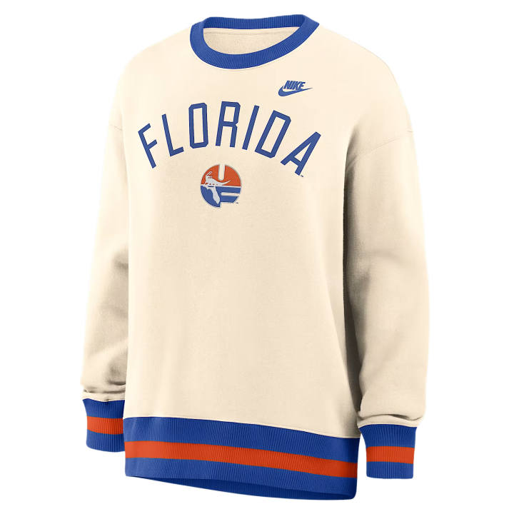 Nike Nike College Sweatshirts Women's Natural/Royal Crew Neck Moderate
