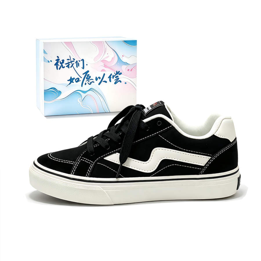JBBCN Skateboard Shoes Men's Low Top Black/Dark Blue