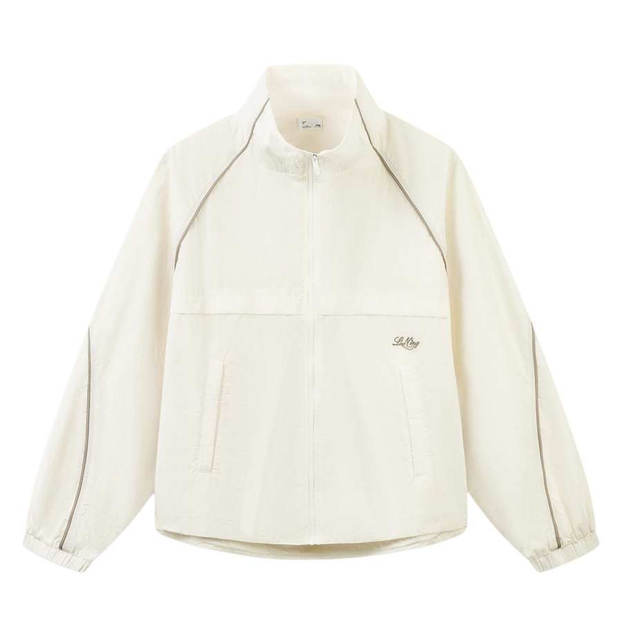 Li-Ning Li Ning Sports Life Collection Trench Coats Women's Ivory Stand Collar Moderate Straight Fit