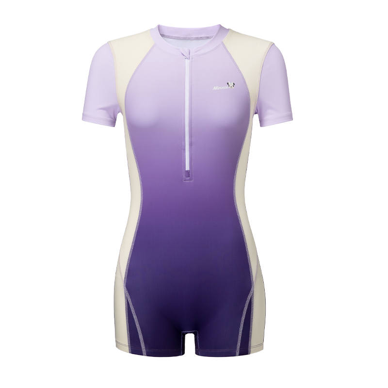 Disney One Piece Swimsuits Women's Purple Crew Neck Moderate Square Leg One Piece Swimsuit