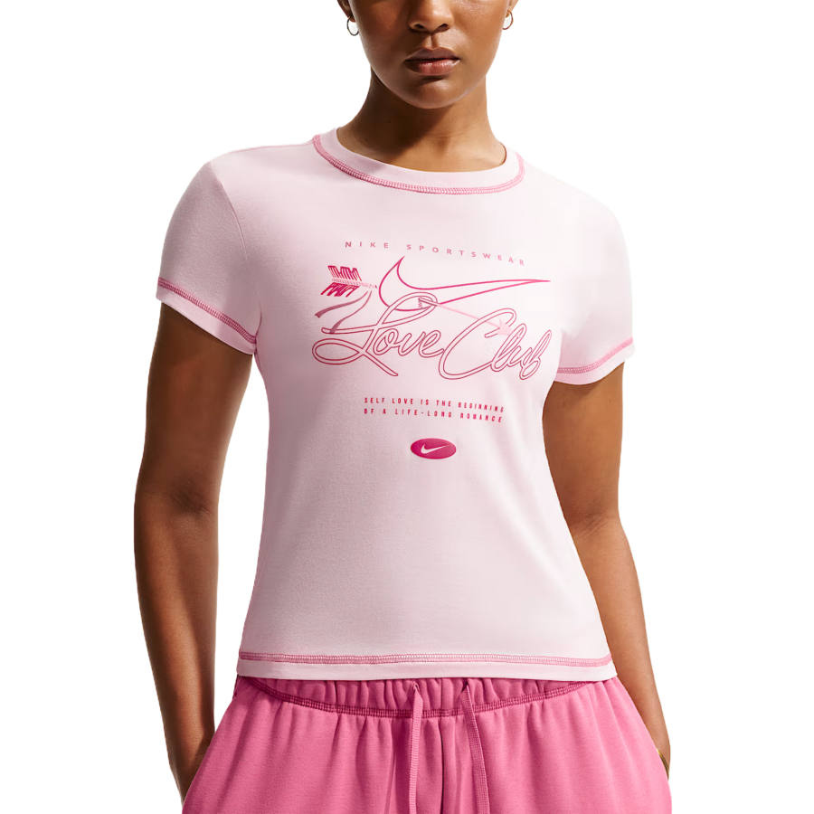 Nike Nike Sportswear T Shirts Women's Pearl Powder | Peony Crew Neck Moderate