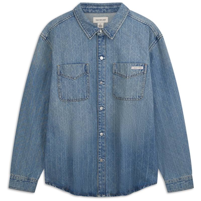 Calvin Klein Shirts Men's EQC Denim Light Blue Lapel Moderate