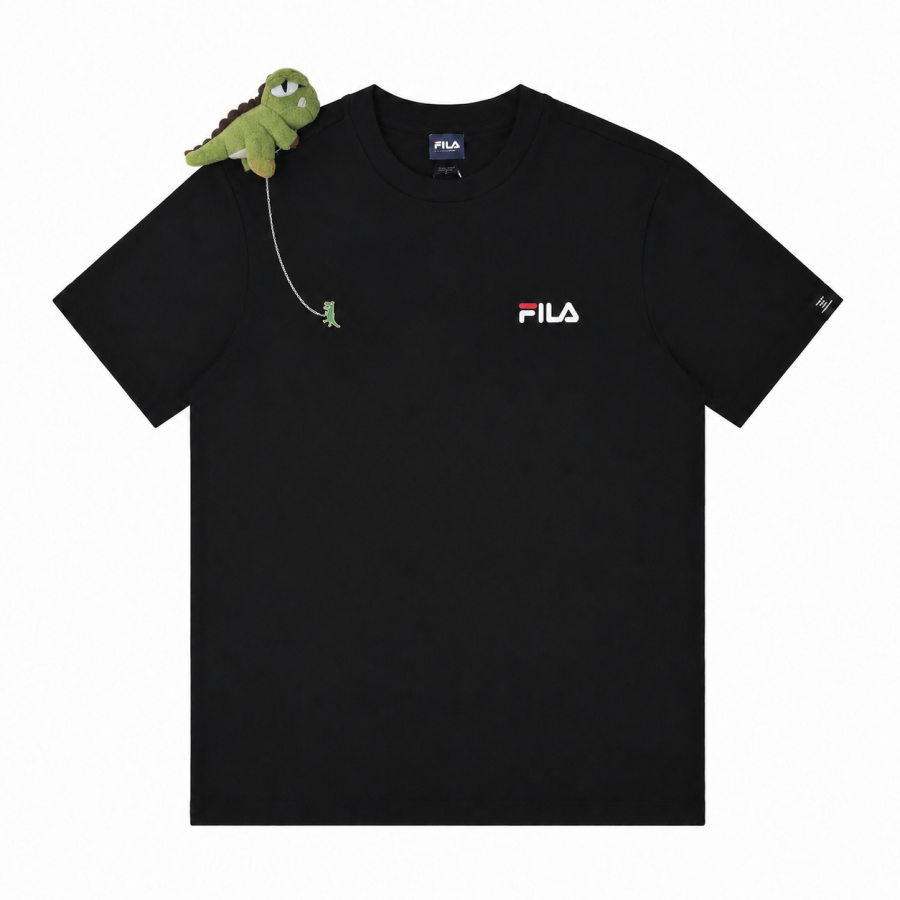 FILA T Shirts Unisex Black Crew Neck Moderate