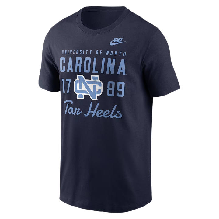 Nike Nike College T Shirts Men's Marine Blue Crew Neck Moderate