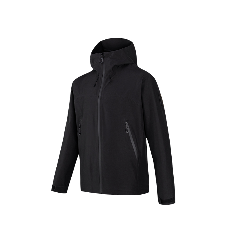 ANTA Windbreaker Jackets Unisex Black Hooded Detachable Moderate Straight Fit