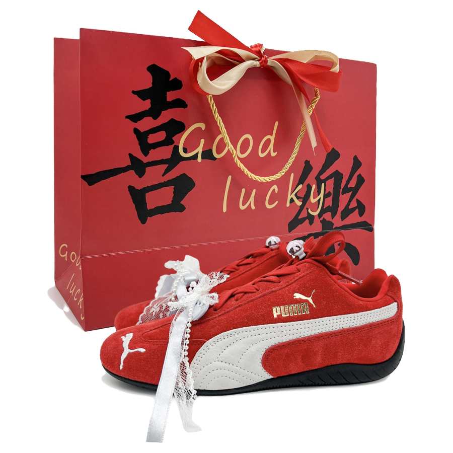 PUMA Speedcat Collection Skateboard Shoes Women's Low Top Red Gold Contrast